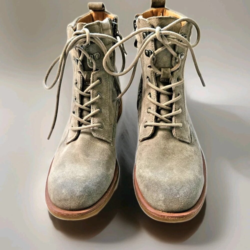Sofft Aqua Baxter Gray/ taupe zip up lace up waterproof Leather Ankle Boots Wome